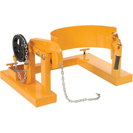 Global Industrial Forklift Tilting 55 Gallon Drum Dumper, Steel, Yellow, 800 Lb. Capacity 191700